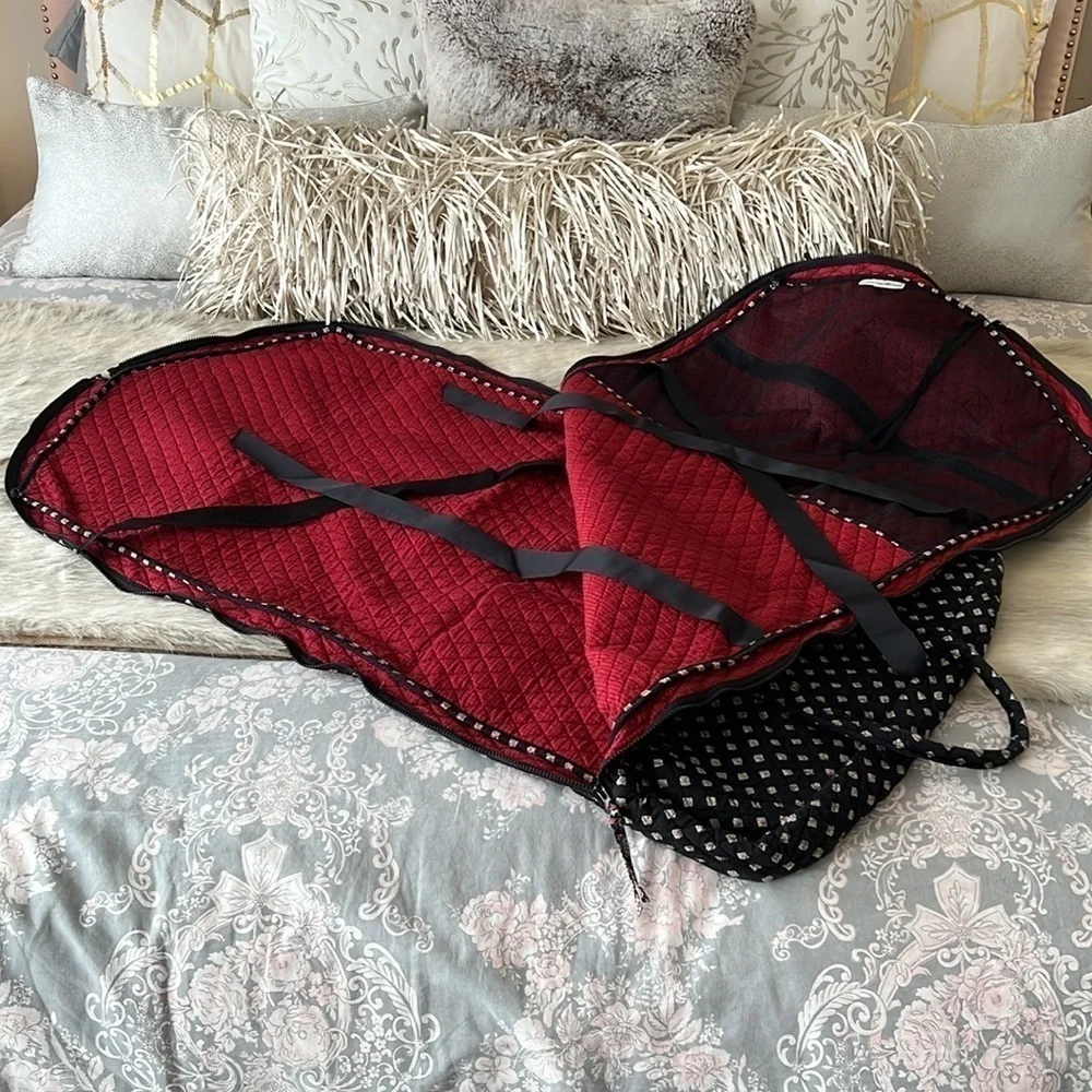 Vintage VERA BRADLEY Classic Black Travel Hanging Garment  Bag Red White Floral